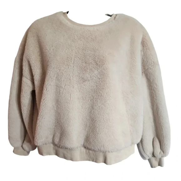 Wonder Nation Juniors XXL Sherpa Fleece Pullover Beige Cozy Lounge Sweatshirt - Picture 2 of 7